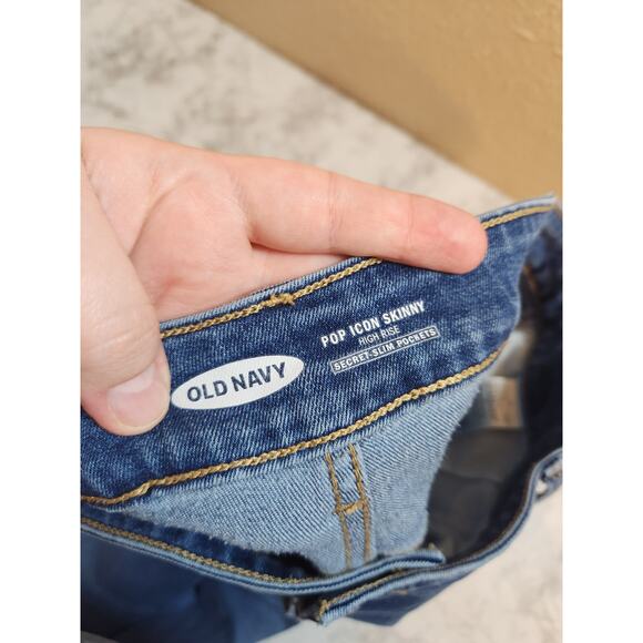 Old Navy Women's Blue Solid High Rise Distressed Pop Icon Skinny Jeans Size 18 - Picture 3 of 7